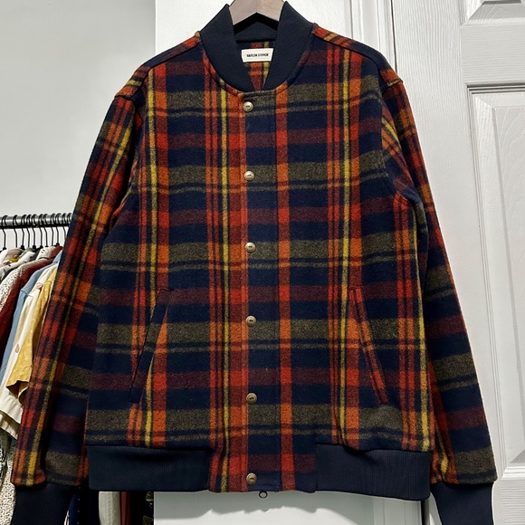 Taylor Stitch (Limited Edition) Bomber Jacket in Navy Plaid Wool (size 40/M) - Picture 4 of 7